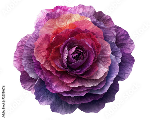 Top view of rose flower isolated on transparent background