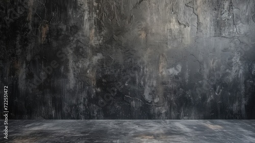 Black  dark and gray abstract cement wall and studio room   interior texture for display products. wall background.