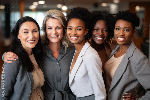 Group of women standing next to each other. Suitable for various concepts and themes