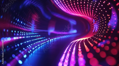 Colorful motion elements with neon led illumination. Abstract futuristic background