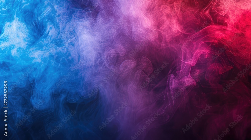 Dramatic smoke and fog in contrasting vivid red, blue, and purple colors. Vivid and intense abstract background or wallpaper. Dramatic smoke and fog in contrasting vivid red, blue, and purple colors. Vivid and intense abstract background or wallpaper.