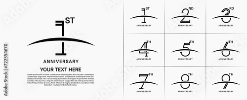 set of anniversary logotype black color with swoosh for special celebration event