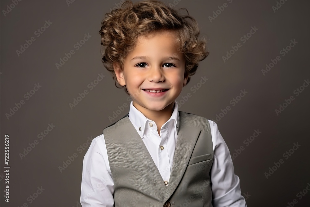 Portrait of a cute little boy with curly hair in a suit Portrait of a cute little boy with curly hair in a suit