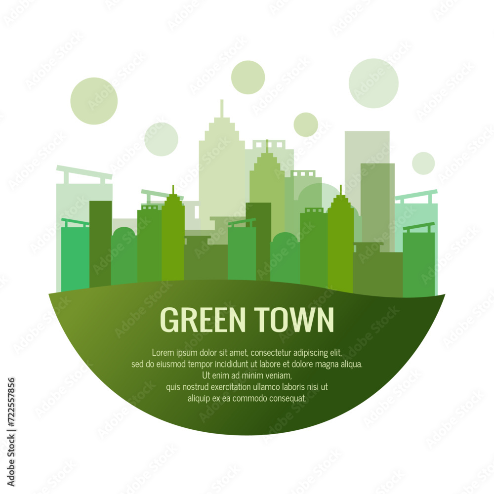 Green Town Ecology Friendly Concept. Environmental Vector Illustration