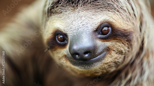 cute sloth, closeup . Ai Generative photo