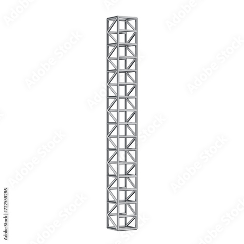 Steel truss beam seamless structure. 3d metal structure. 3d render of metal steel structure, industrial structure building with transparent background