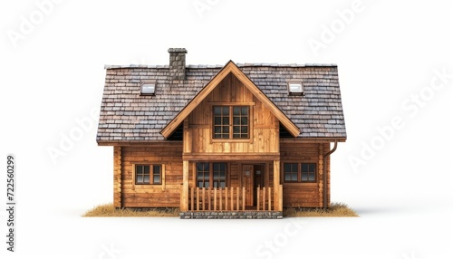 simple wooden house isolated on white background © Nob