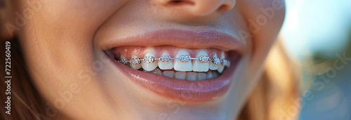 Smiling beautiful girl with braces