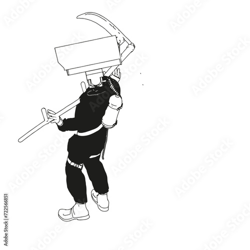 Isometric Black and White Charakter