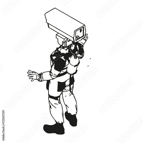 Isometric Black and White Charakter