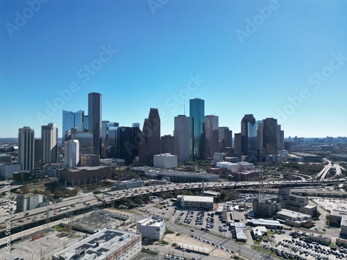 Houston skyline drone