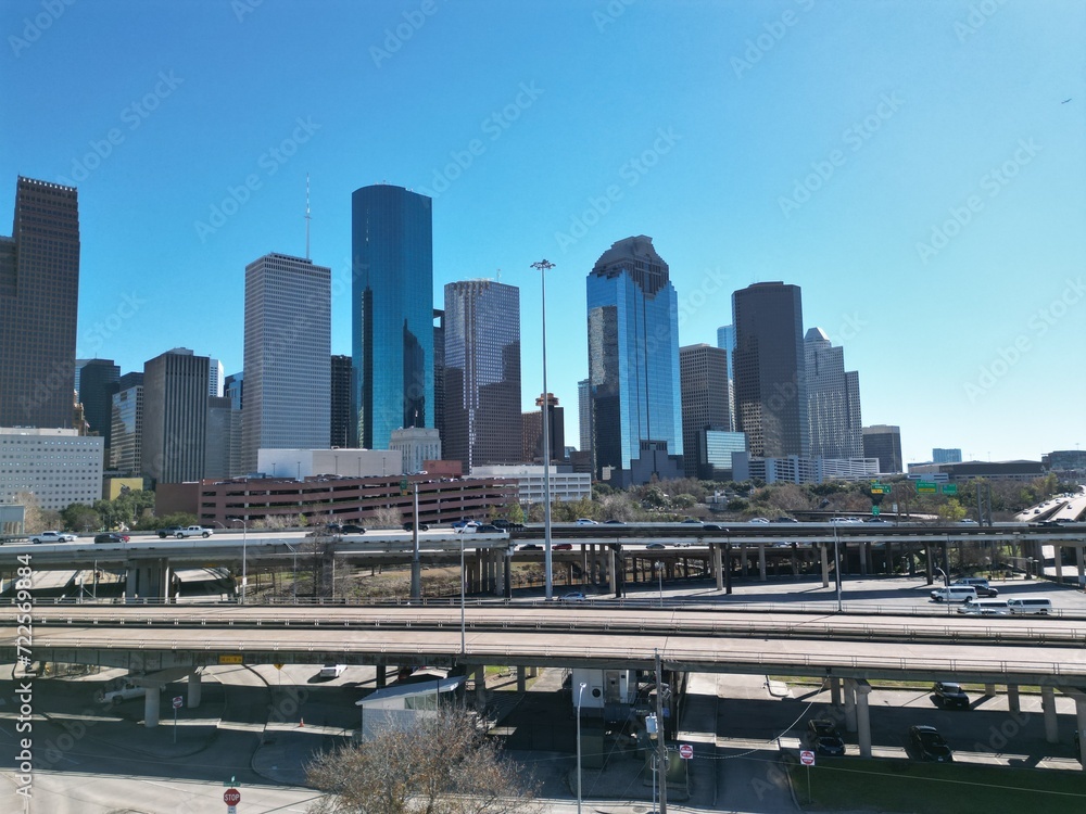 Houston skyline drone Houston skyline drone