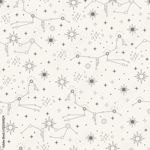 Star constellations magic seamless pattern vector
