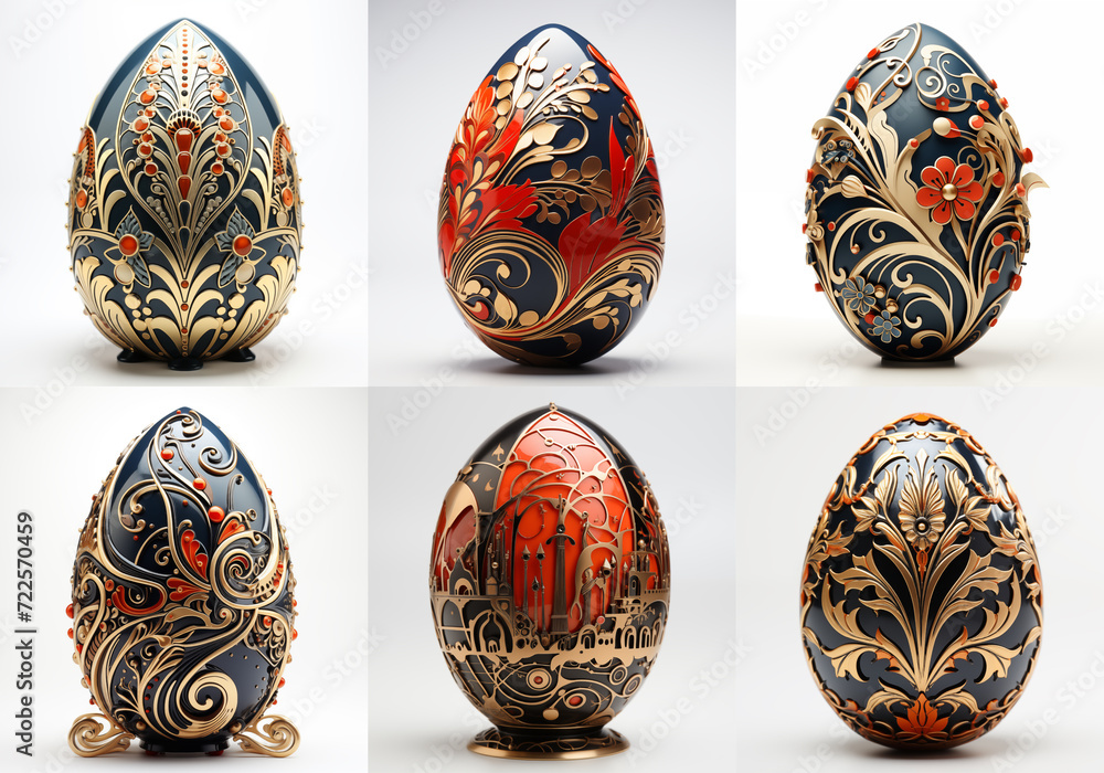 A beautiful set of colorful easter egg designs and artwork (Art Deco style inspired by Erte). 6 creative easter egg designs on isolated, white background.
A beautiful set of colorful easter egg designs and artwork (Art Deco style inspired by Erte). 6 creative easter egg designs on isolated, white background.