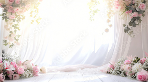Beautiful Wedding Panoramic Banner Copy Space.