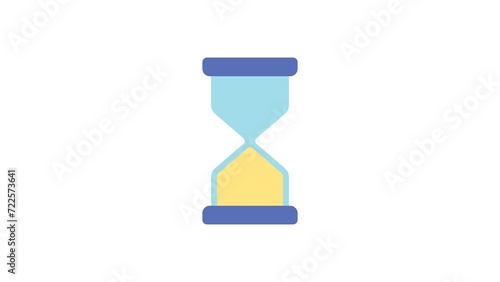 flat hourglass design being animated video, glossy hourglass animation motion graphic video vector illustration