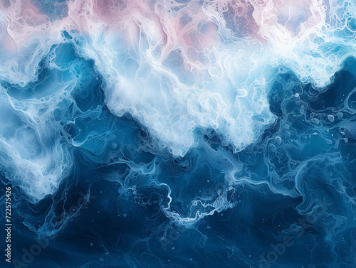 Abstract Ocean, Marbled Blue, Fluid Art, Deep Sea Waves