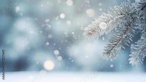 A branch of spruce covered with snow. © kept