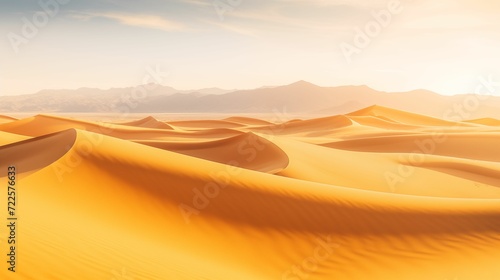 A desert landscape with vast yellow sands.