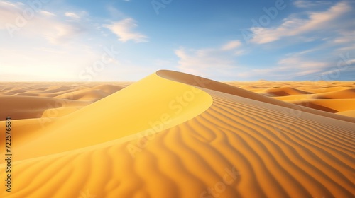 A desert landscape with vast yellow sands.