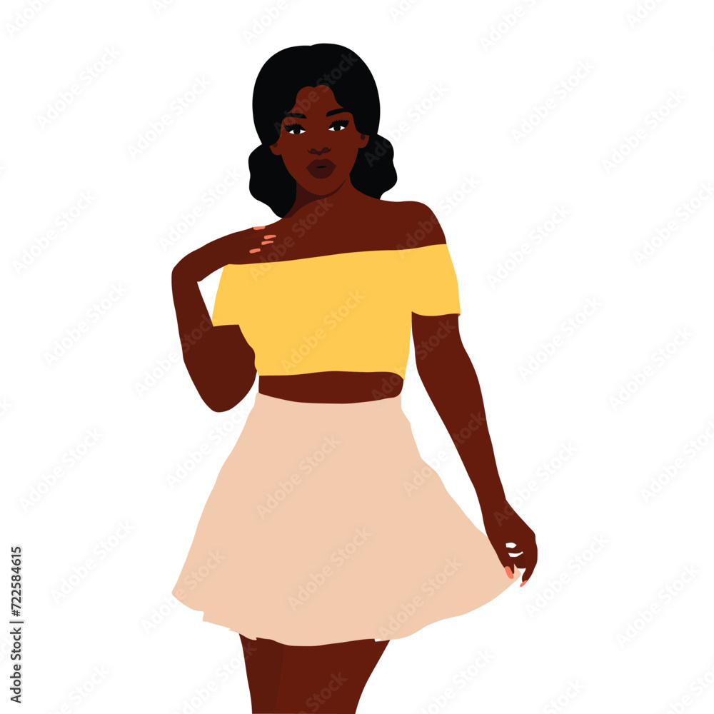 Beautiful black woman in elegant art style vector Beautiful black woman in elegant art style vector