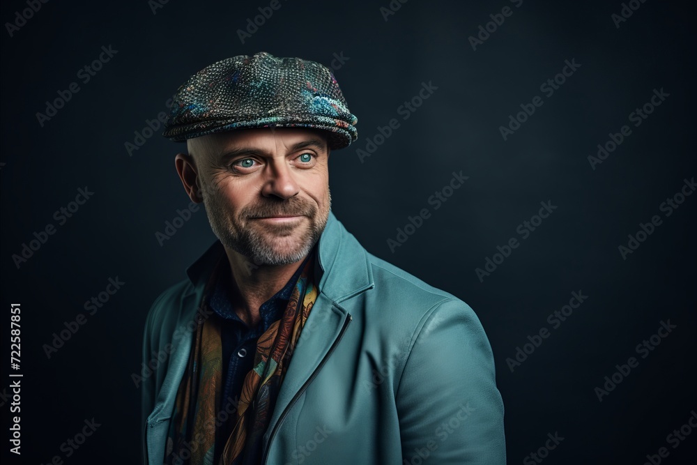 Portrait of a stylish mature man in a hat and jacket. Portrait of a stylish mature man in a hat and jacket.