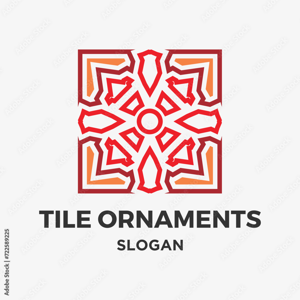 Red tiles floor ornament decoration Red tiles floor ornament decoration