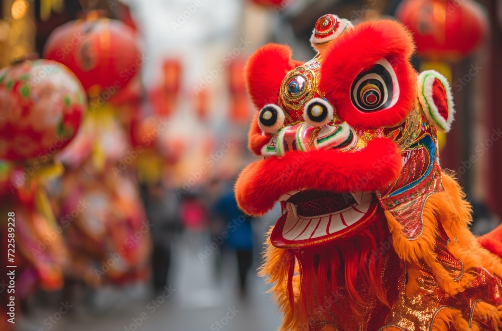 Fototapeta premium Festival of colors Chinese lion dance