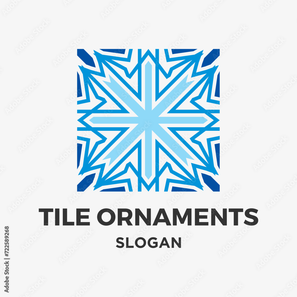 Blue tiles floor ornament decoration