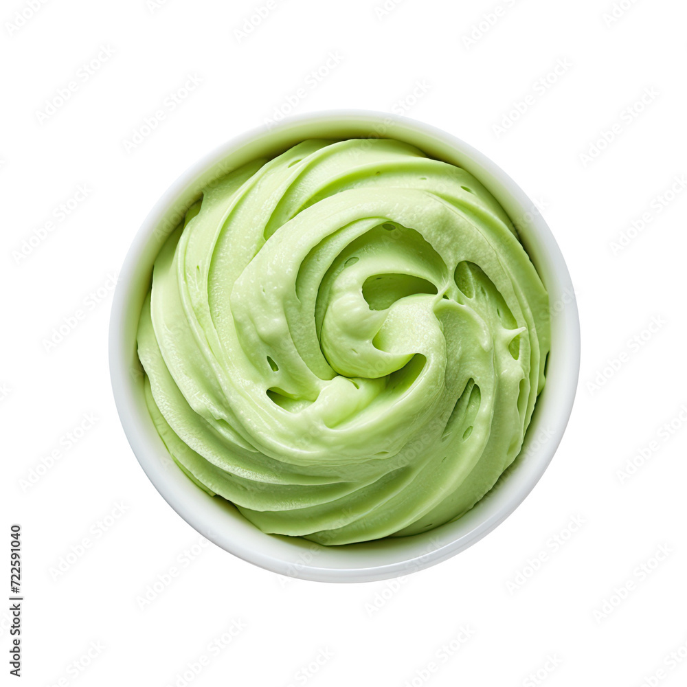 A Bowl of Green Frosting Isolated on a Transparent Background A Bowl of Green Frosting Isolated on a Transparent Background