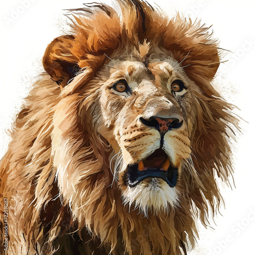 困った雄ライオンの顔(背景無し,白背景) photo
