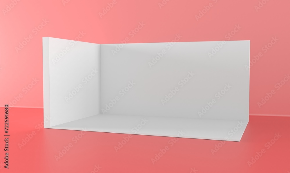 3D exhibition booth. Showroom. Square corner. Empty geometric square. Blank box template. White blank exhibition stand. Presentation event room.
3D exhibition booth. Showroom. Square corner. Empty geometric square. Blank box template. White blank exhibition stand. Presentation event room.