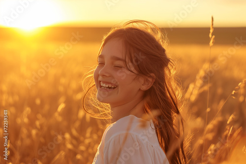 Little Girl Standing in Tall Grass Field © Ilugram