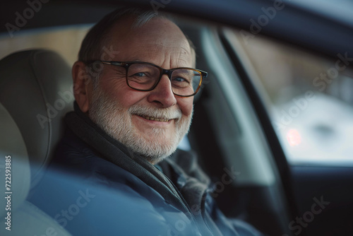 Man With Glasses Sitting in Car
