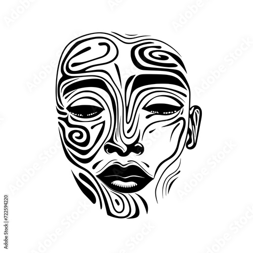 Seamless Continuous Line Artwork of Human Face