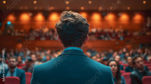 Man Standing in Front of a Crowd of People at an Educational Event