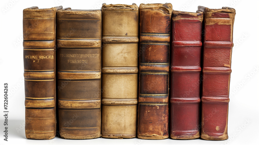 Naklejka premium A Stack of Vintage Books on a Wooden Surface
