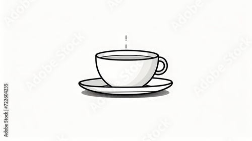 Minimalist black and white line drawing of a coffee cup, focusing on the clean and simple forms of everyday objects
