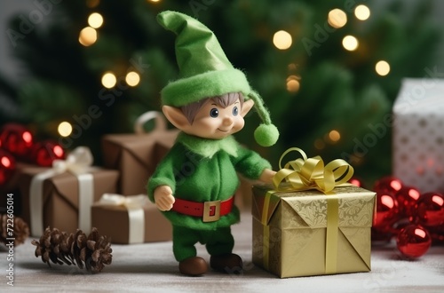 Christmas elf presenting a gift © Victoria