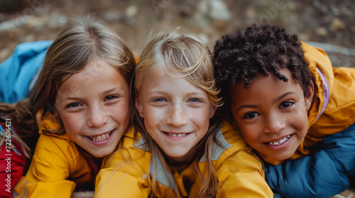 Group of Young Children Laying Side by Side