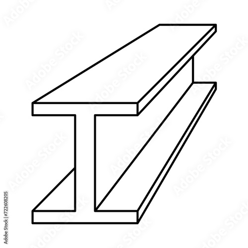 Steel beam or iron girder sometimes called an I beam or H beam in vector line drawing
