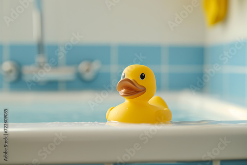 Bath Buddy, Classic Yellow Rubber Duck on Tub