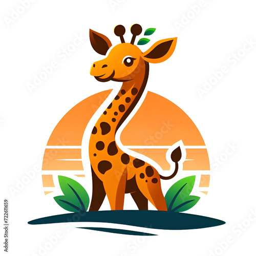 Logo illustration of a giraffe isolated on a white background