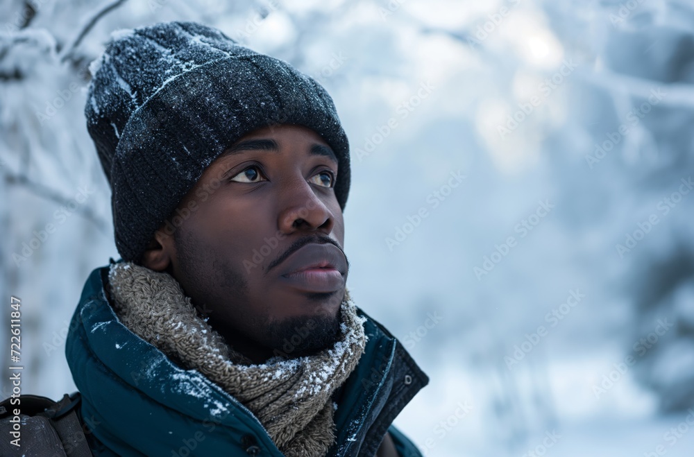 Man in winter contemplation Man in winter contemplation