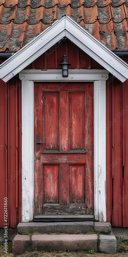 Rustic Red Wooden Door with Panels Rustic Red Wooden Door with Panels