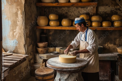 Artisan cheesemaker at work