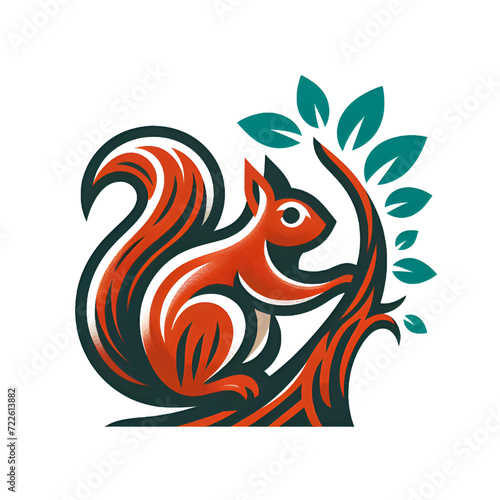 Logo illustration of a squirrel isolated on a white background