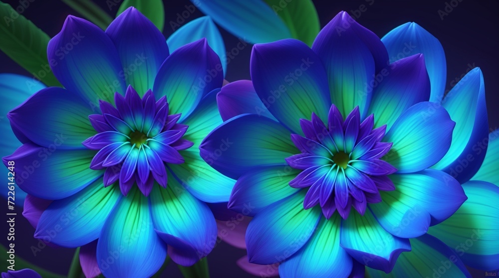 Obraz premium Colorful dahlia glowing flower floral Clipart, high quality resolution, beautiful flowers, 3d design.