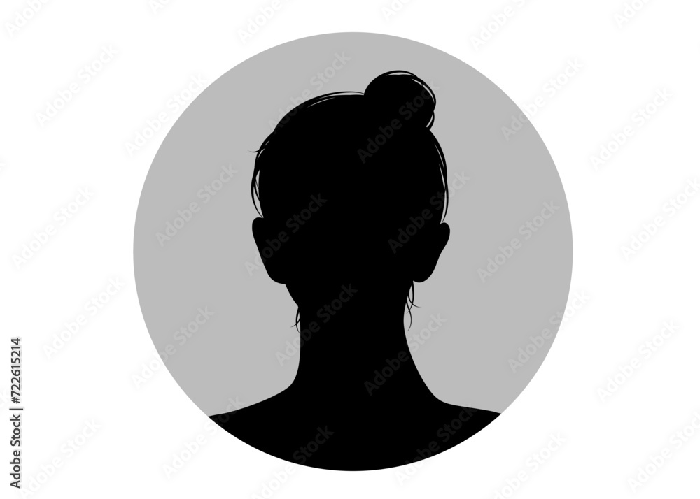 アップヘアの女性の顔写真シルエットのイラスト アップヘアの女性の顔写真シルエットのイラスト