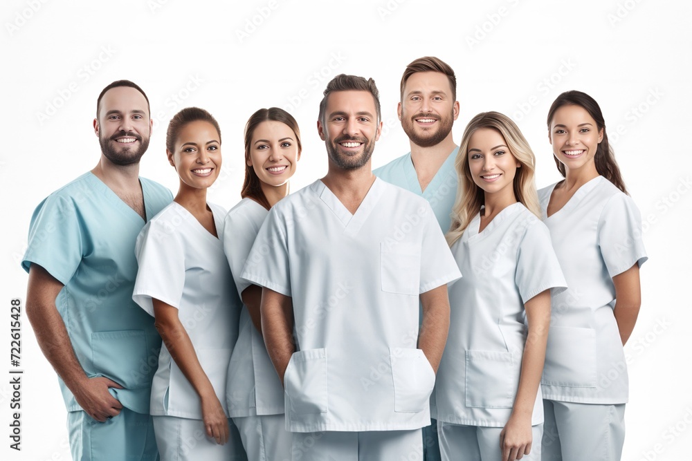 Group of dentist smiling while standing in dental clinic. Portrait of confident young dentist working. Generative AI. Group of dentist smiling while standing in dental clinic. Portrait of confident young dentist working. Generative AI.